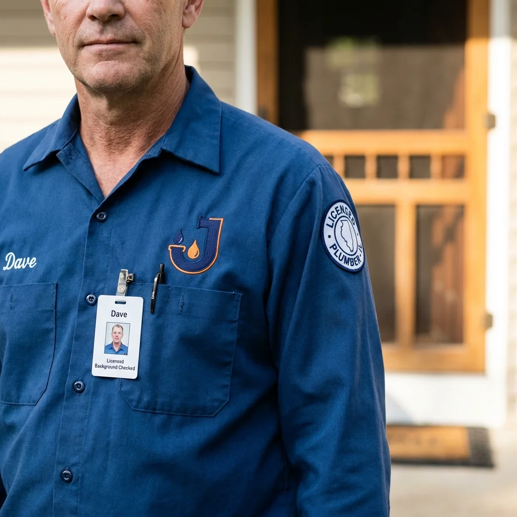 Licensed plumber showing ID badge in Goodlettsville, TN