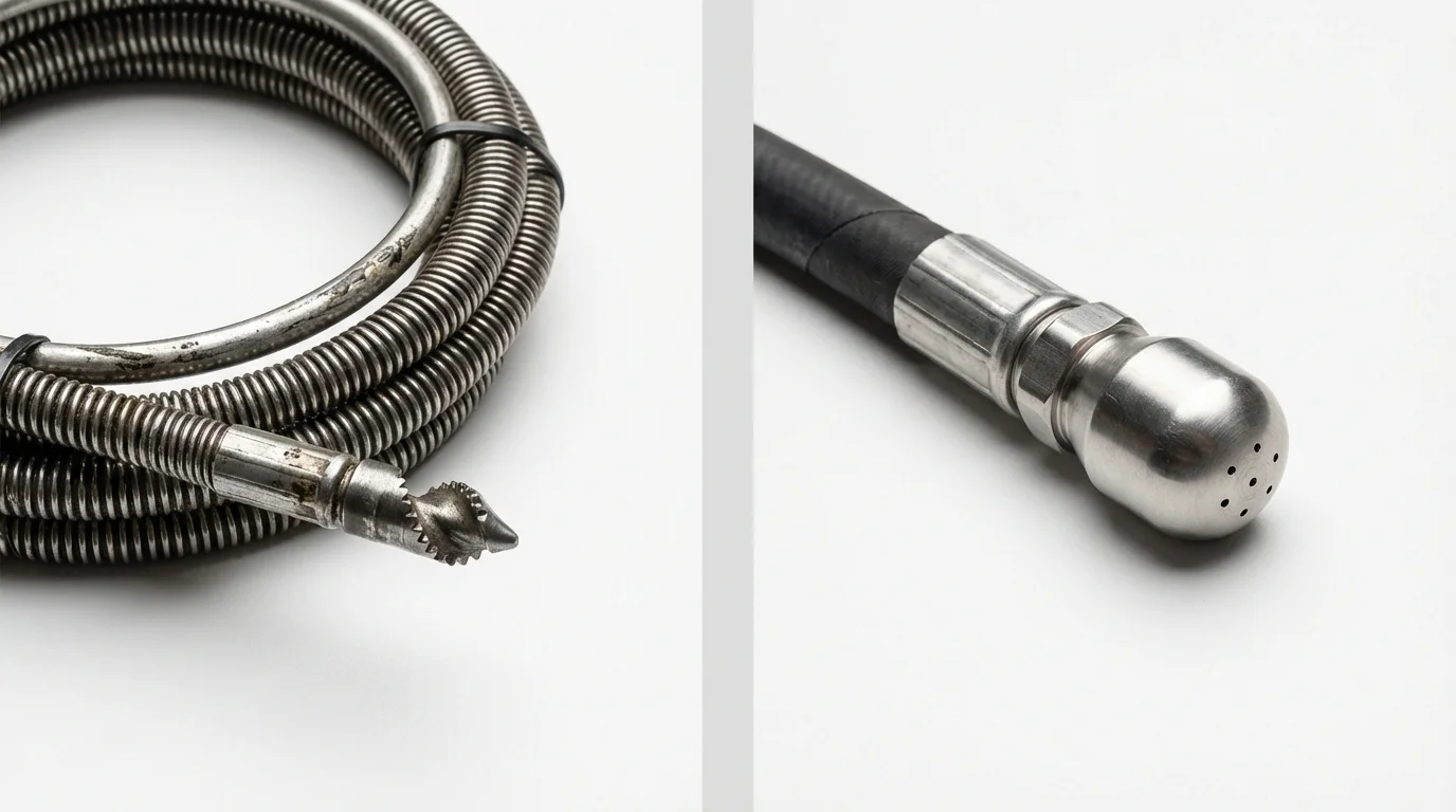 Drain snake cable and hydro jetting nozzle used for drain cleaning in Goodlettsville, TN