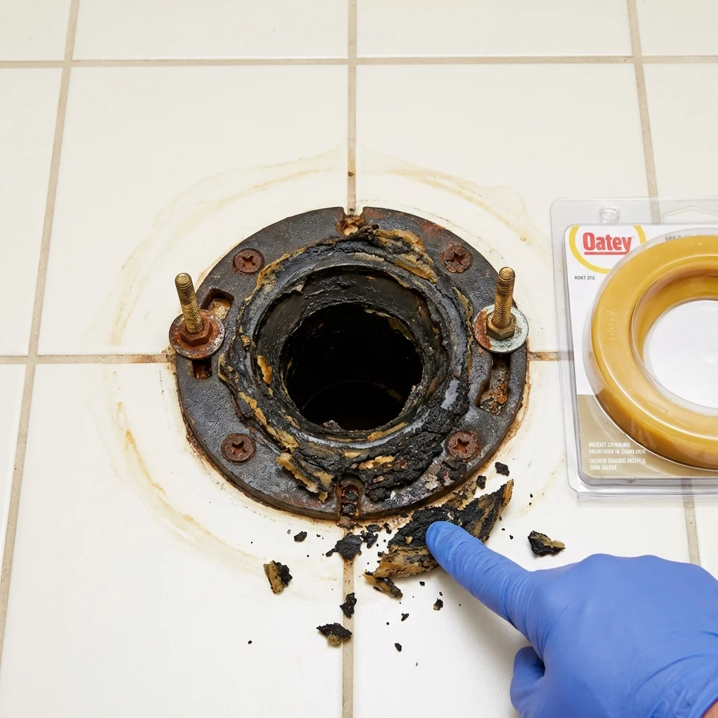 Failed wax ring showing water seepage at the base of a toilet in a Goodlettsville, TN home